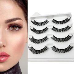 4 Pairs D Curling Fluffy False Eyelashes 14mm Length
