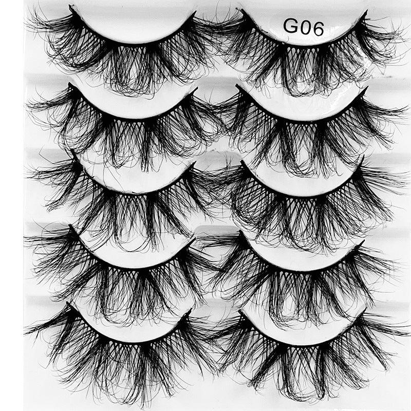 5 Pairs Fluffy Layer Cross Faux Mink Thick False Eyelashes