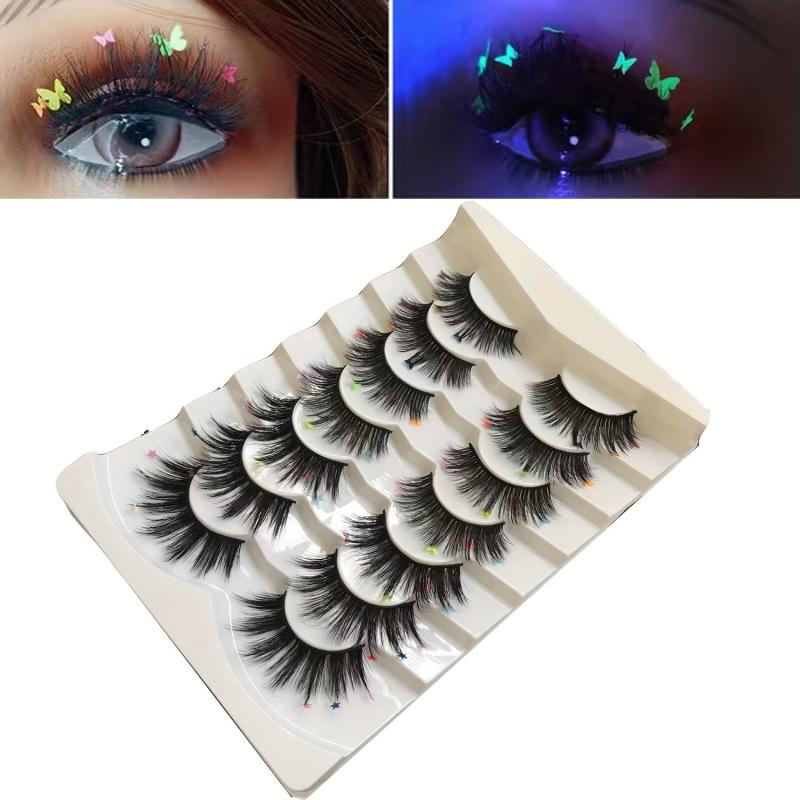 Luminous Fluorescent False Eyelashes Butterfly Sequin Decorative