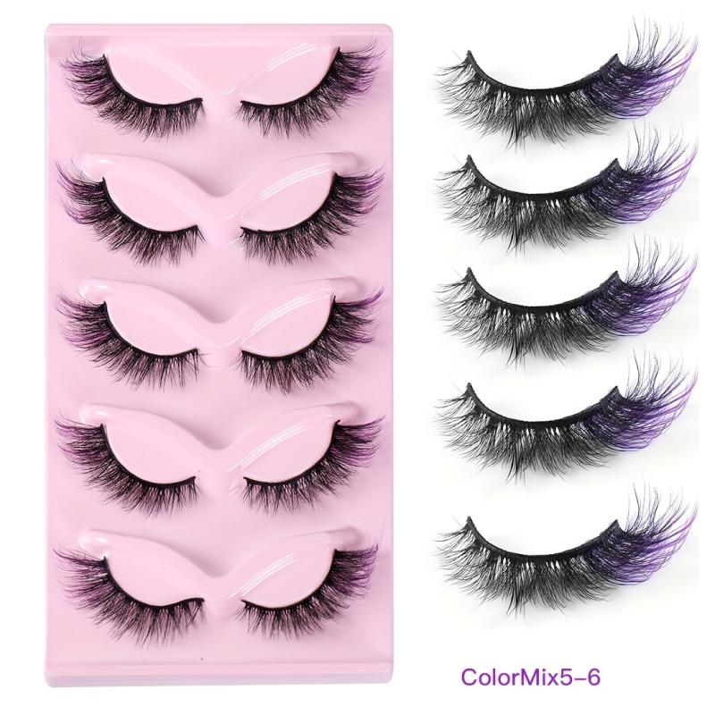 5 Pairs Faux Mink Fox Eye False Eyelashes Natural Thick 3D Cat Eye Lashes
