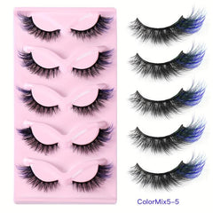 5 Pairs Faux Mink Fox Eye False Eyelashes Natural Thick 3D Cat Eye Lashes