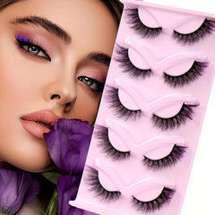 5 Pairs Faux Mink Fox Eye False Eyelashes Natural Thick 3D Cat Eye Lashes