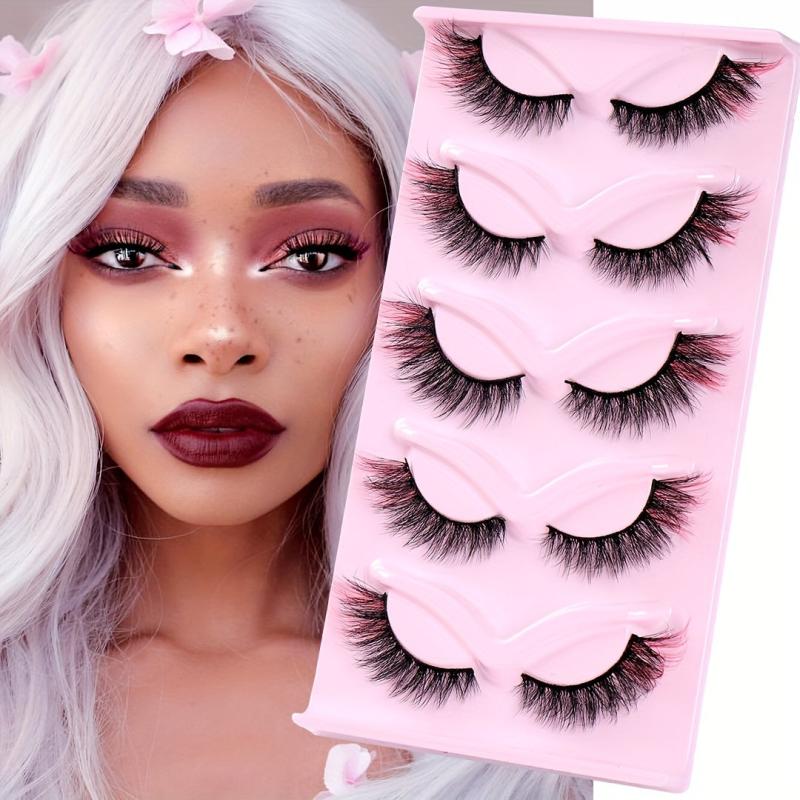 5 Pairs Faux Mink Fox Eye False Eyelashes Natural Thick 3D Cat Eye Lashes