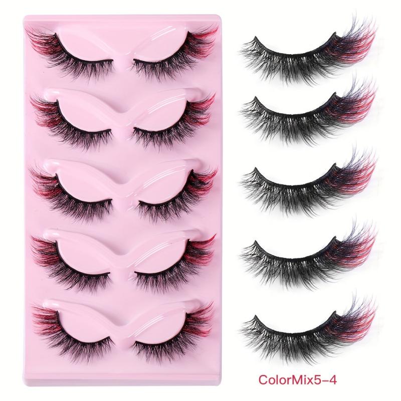 5 Pairs Faux Mink Fox Eye False Eyelashes Natural Thick 3D Cat Eye Lashes