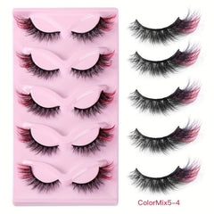 5 Pairs Faux Mink Fox Eye False Eyelashes Natural Thick 3D Cat Eye Lashes