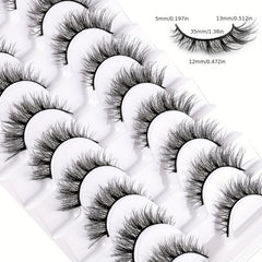 10 Pairs Natural False Eyelashes for Daily Makeup