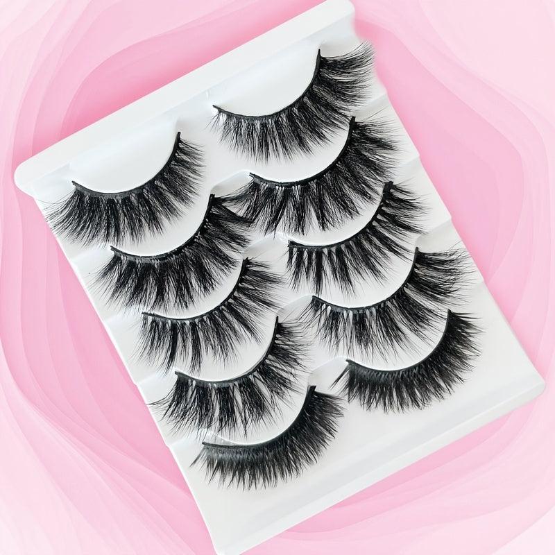 5 Pairs Thick Natural Curling False Eyelashes Soft And Comfortable