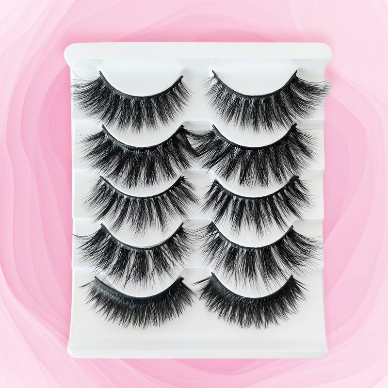 5 Pairs Thick Natural Curling False Eyelashes Soft And Comfortable