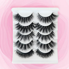 5 Pairs Thick Natural Curling False Eyelashes Soft And Comfortable