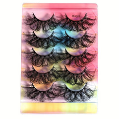 5 Pairs Messy Fluffy Faux Mink Lashes Layer Thick 3D False Eyelashes