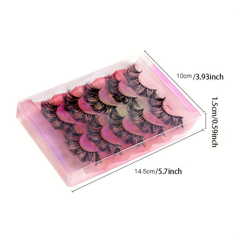 5 Pairs Messy Fluffy Faux Mink Lashes Layer Thick 3D False Eyelashes