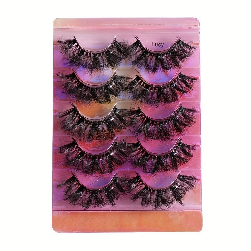 5 Pairs Messy Fluffy Faux Mink Lashes Layer Thick 3D False Eyelashes