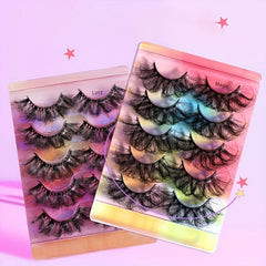 5 Pairs Messy Fluffy Faux Mink Lashes Layer Thick 3D False Eyelashes