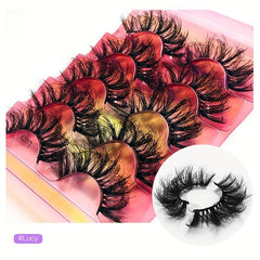 5 Pairs Messy Fluffy Faux Mink Lashes Layer Thick 3D False Eyelashes