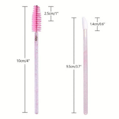 100pcs Mascara & Lipstick Applicator Wands Crystal Lip Gloss Brush Lash Spoolies