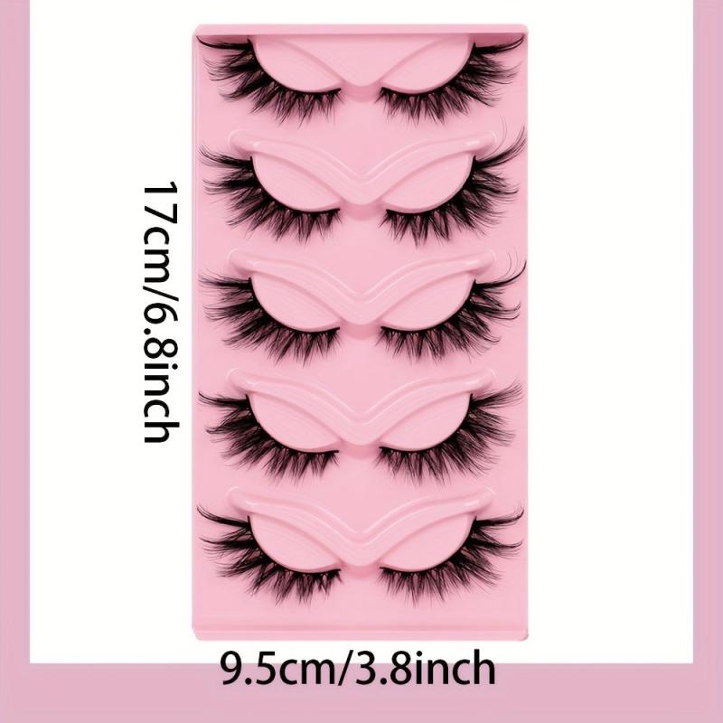 5 Pairs Fox Eye Lashes 3D Thick Dramatic Curly Full Strip Lashes