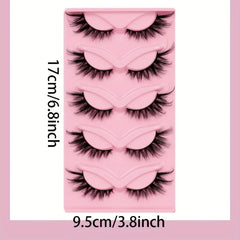 5 Pairs Fox Eye Lashes 3D Thick Dramatic Curly Full Strip Lashes