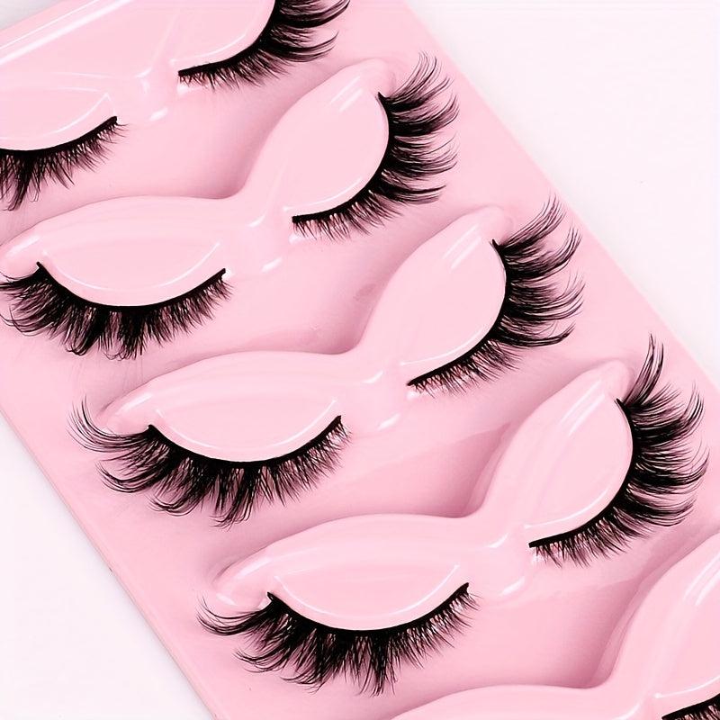 5 Pairs Fox Eye Lashes 3D Thick Dramatic Curly Full Strip Lashes