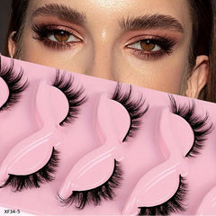 5 Pairs Fox Eye Lashes 3D Thick Dramatic Curly Full Strip Lashes