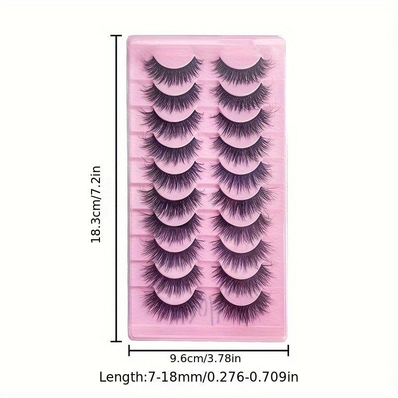 10 Pairs Faux Mink False Eyelashes Natural Long Curling Enhance Eye Makeup