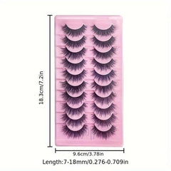 10 Pairs Faux Mink False Eyelashes Natural Long Curling Enhance Eye Makeup