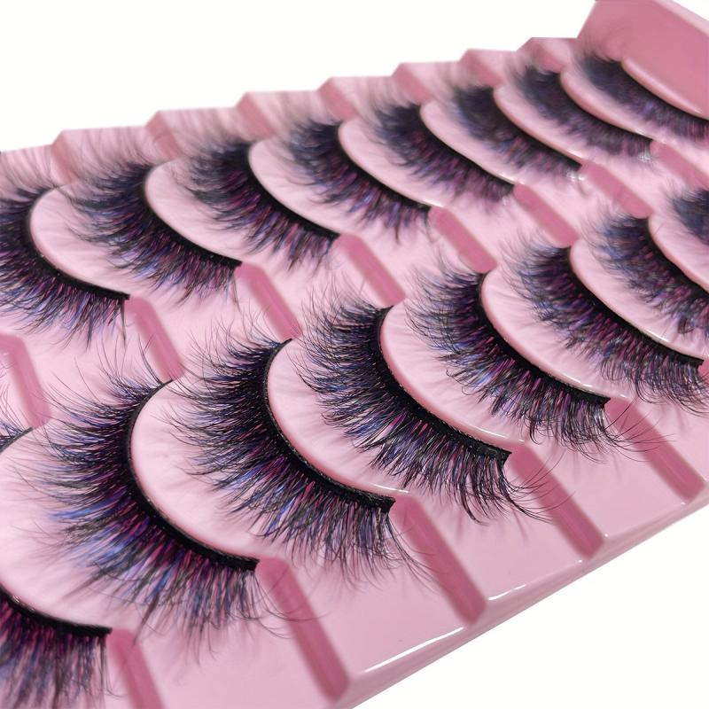10 Pairs Faux Mink False Eyelashes Natural Long Curling Enhance Eye Makeup