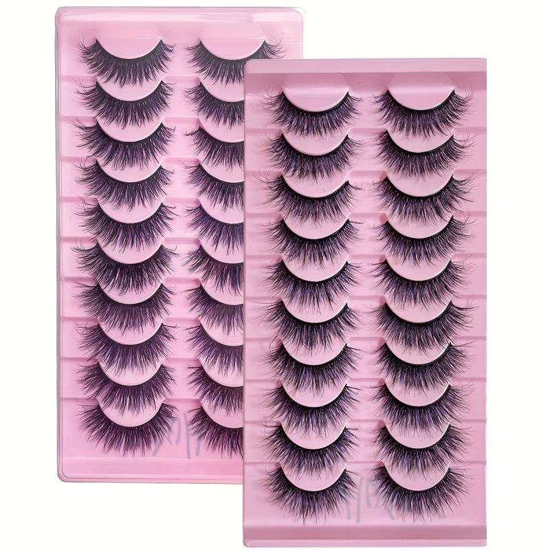 10 Pairs Faux Mink False Eyelashes Natural Long Curling Enhance Eye Makeup
