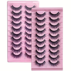 10 Pairs Faux Mink False Eyelashes Natural Long Curling Enhance Eye Makeup
