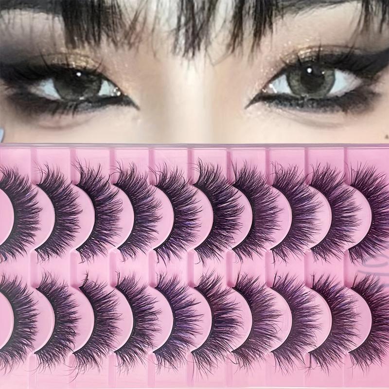 10 Pairs Faux Mink False Eyelashes Natural Long Curling Enhance Eye Makeup
