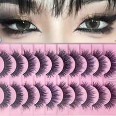 10 Pairs Faux Mink False Eyelashes Natural Long Curling Enhance Eye Makeup