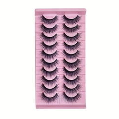 10 Pairs Faux Mink False Eyelashes Natural Long Curling Enhance Eye Makeup