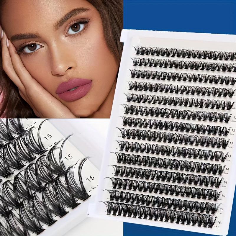 40P D Curling False Eyelashes 14 Rows Grafted Hair Thick Individual Lashes