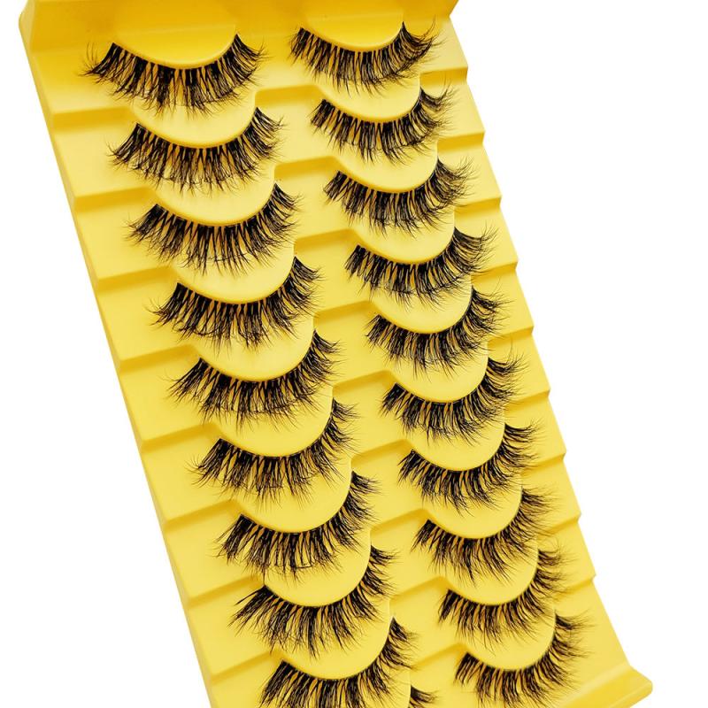 10 Pairs Faux Mink Eyelashes False Eyelashes Dramatic Volume Natural Long Lashes