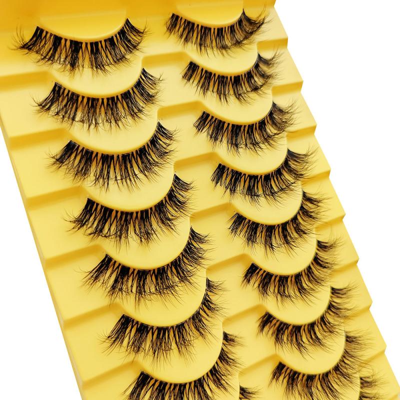 10 Pairs Faux Mink Eyelashes False Eyelashes Dramatic Volume Natural Long Lashes