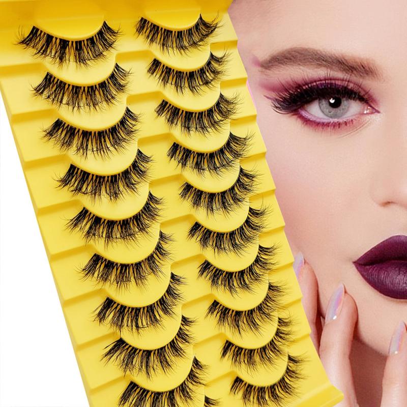 10 Pairs Faux Mink Eyelashes False Eyelashes Dramatic Volume Natural Long Lashes