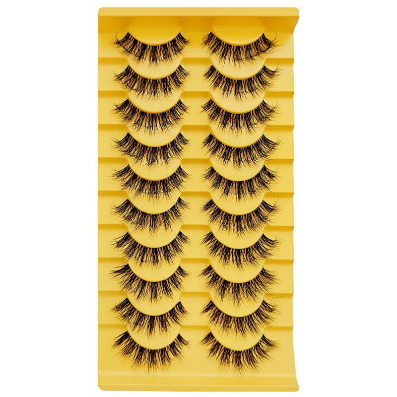 10 Pairs Faux Mink Eyelashes False Eyelashes Dramatic Volume Natural Long Lashes