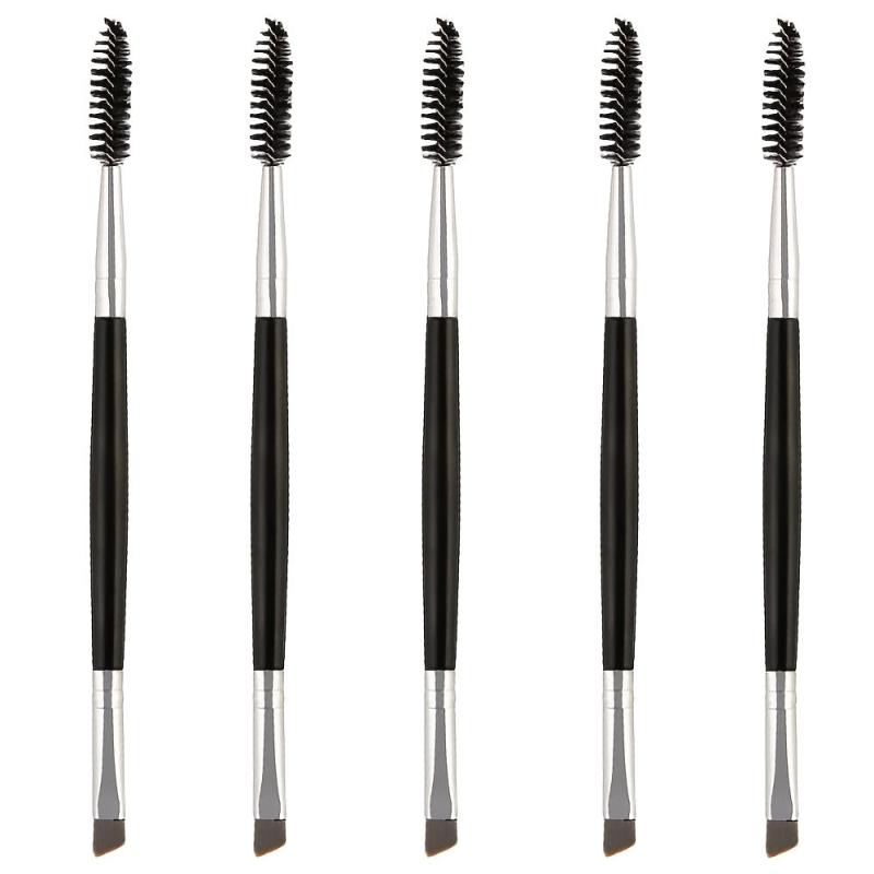5 Pcs 2-In-1 Eyebrow and Mascara Brush Eyelash Spoolie Brushes