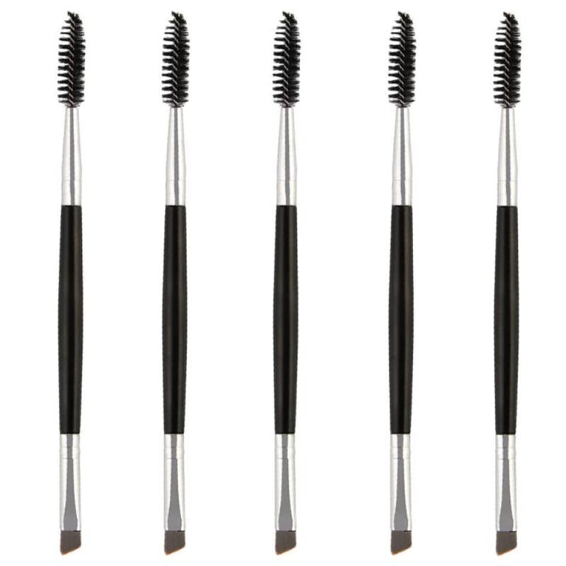 5 Pcs 2-In-1 Eyebrow and Mascara Brush Eyelash Spoolie Brushes