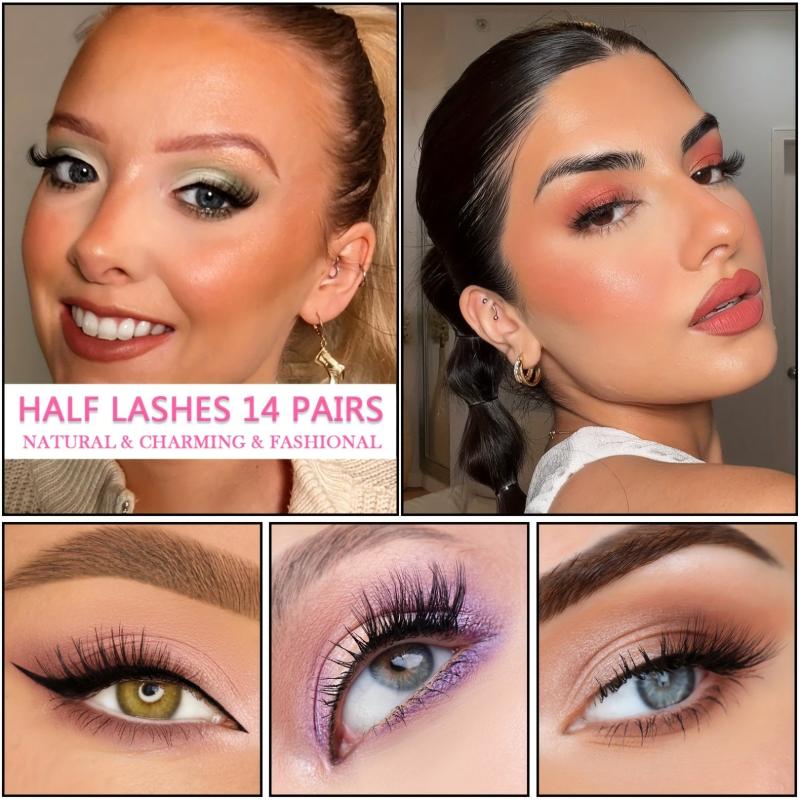 14 Pairs Half Eye False Eyelashes Cat Eye Natural Fluffy Curling