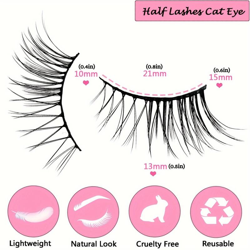 14 Pairs Half Eye False Eyelashes Cat Eye Natural Fluffy Curling