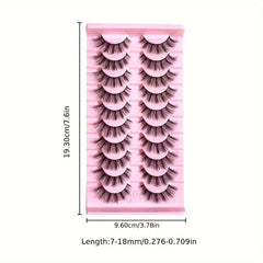 3D Shaped False Eyelashes - 10 Pairs Natural Dense Eyelashes