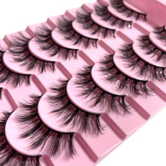 3D Shaped False Eyelashes - 10 Pairs Natural Dense Eyelashes