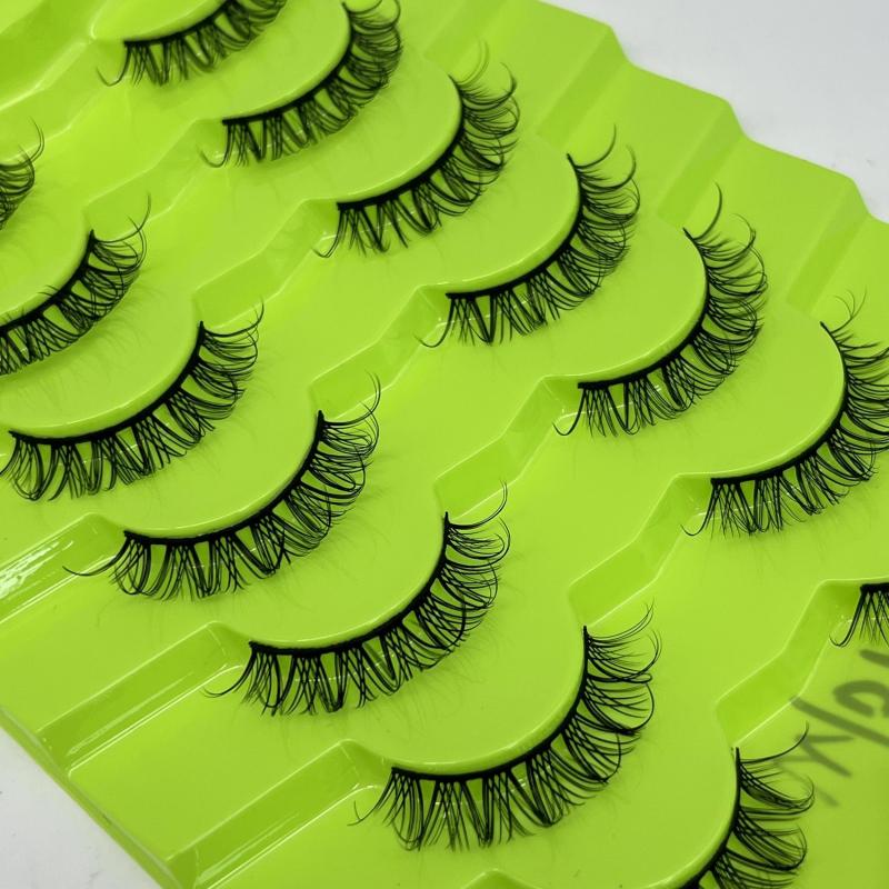 7 Pairs Wispy D Curling False Eyelashes Natural Fluffy Thick Fiber