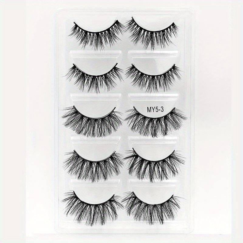 5 Pairs Faux Mink Eyelashes 5D Natural Thick Style False Eyelashes