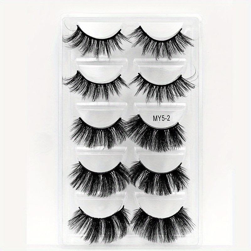 5 Pairs Faux Mink Eyelashes 5D Natural Thick Style False Eyelashes