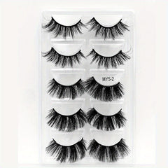 5 Pairs Faux Mink Eyelashes 5D Natural Thick Style False Eyelashes