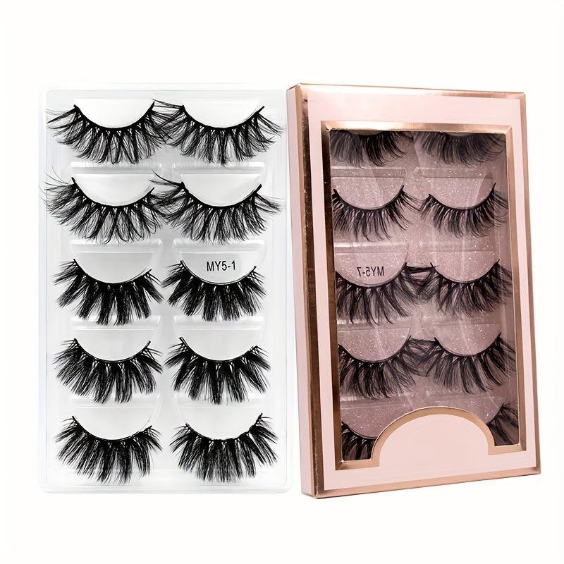 5 Pairs Faux Mink Eyelashes 5D Natural Thick Style False Eyelashes