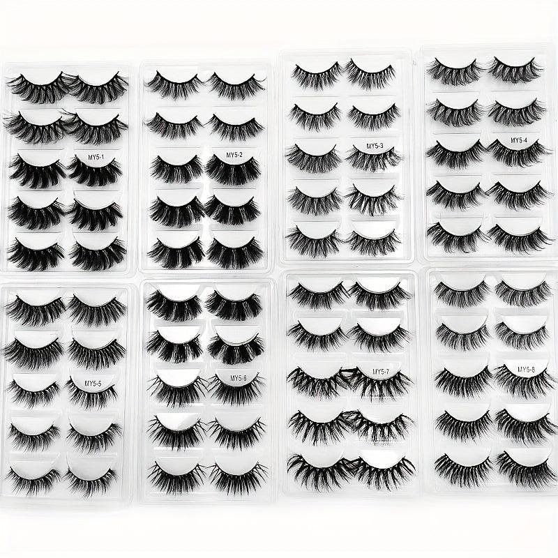 5 Pairs Faux Mink Eyelashes 5D Natural Thick Style False Eyelashes