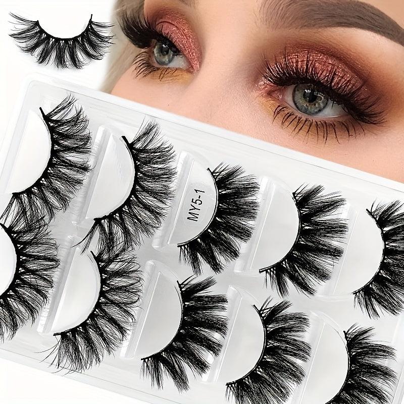 5 Pairs Faux Mink Eyelashes 5D Natural Thick Style False Eyelashes