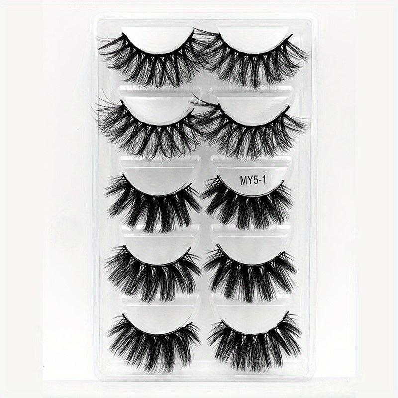 5 Pairs Faux Mink Eyelashes 5D Natural Thick Style False Eyelashes